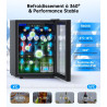 WIE Boisson Réfrigérée 48L, Armoire Vitrine Réfrigérée 68 Cans Mini Frigo avec LED, Étagères Réglables, Petit Réfrigérateur Sile
