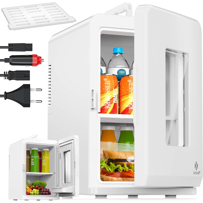 KESSER® Mini réfrigérateur 2 en 1 | Glacière | Capacité de 15 litres avec Fonction de Chauffage, transportable, AC DC 220-240 V/