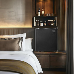 METRO Professional Mini Bar GMB1038B, 43 x 41.5 x 51 cm, 38 L, Thermostat Mécanique, 1 Étagère, Éclairage Intérieur LED, Noir