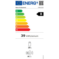 METRO Professional Minibar GMB1025B, 38 x 38.5 x 47 cm, 25 L, Thermostat Mécanique, 1 Étagère, Éclairage Intérieur LED, Noir
