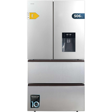 Cecotec Réfrigérateur à Double Porte en Inox avec Distributeur d'Eau de 510 L Bolero CoolMarket FD 510 WD Inox E. 183 cm de Haut