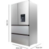 Cecotec Réfrigérateur à Double Porte en Inox avec Distributeur d'Eau de 510 L Bolero CoolMarket FD 510 WD Inox E. 183 cm de Haut