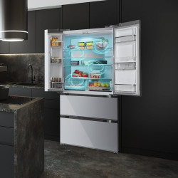 Cecotec Réfrigérateur à Double Porte en Inox avec Distributeur d'Eau de 510 L Bolero CoolMarket FD 510 WD Inox E. 183 cm de Haut