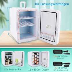 Mini réfrigérateur 10 L/11 boîte de 330 ml avec fonction de maintien au réfrigérateur et au chaud, AC 220 V maison/CC 12 V voitu