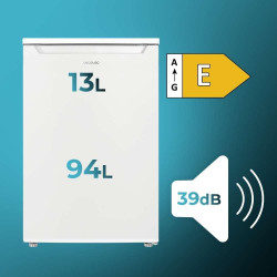 Cecotec mini réfrigérateur 107 l bolero coolmarket tt 107 blanc, classe énergétique e, économie d'énergie, porte réversible, tir
