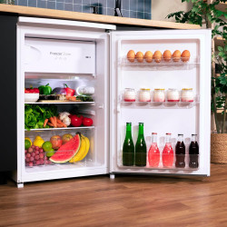 Cecotec mini réfrigérateur 107 l bolero coolmarket tt 107 blanc, classe énergétique e, économie d'énergie, porte réversible, tir