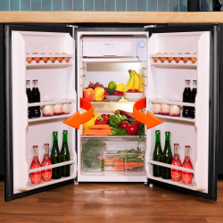 Cecotec Mini Frigo Bolero CoolMarket TT 90 Inox E. Mini Réfrigérateur compact 90 L, porte réversible, 5 niveaux de température, 