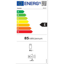 Cecotec Mini Frigo Bolero CoolMarket TT 90 Inox E. Mini Réfrigérateur compact 90 L, porte réversible, 5 niveaux de température, 