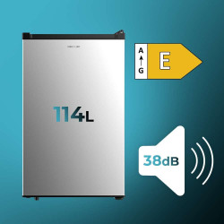 Cecotec Mini Réfrigérateur Bolero CoolMarket TT 114 L Inox.Mini Frigo Capacité de 114L, design compact, classe E, dégivrage auto