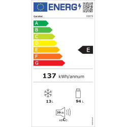 Cecotec Mini Réfrigérateur 107 L Bolero CoolMarket TT 107 Inox, Classe Énergétique E, Économie d'Énergie, Porte Réversible, Faib