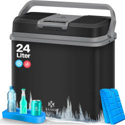 KESSER® Glacière électrique, 24 l, fonctions Chaud et Froid, 12 V/230 V, mini réfrigérateur, avec 2 accumulateurs de froid, clas