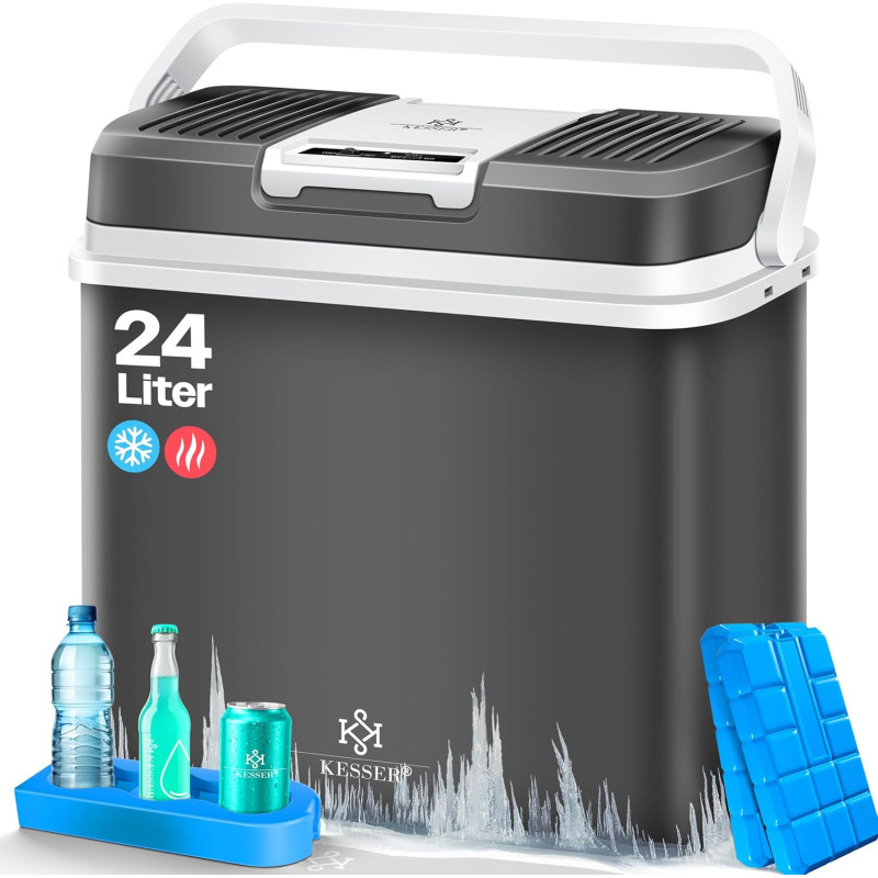 Kesser® Glacière 24 litres | REFROIDIT et RÉCHAUFFE | Glacière thermoélectrique 12 Volts et 230 Volts | Mini-réfrigérateur | pou