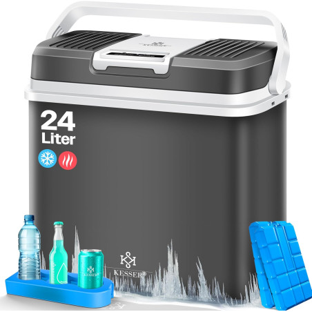 Kesser® Glacière 24 litres | REFROIDIT et RÉCHAUFFE | Glacière thermoélectrique 12 Volts et 230 Volts | Mini-réfrigérateur | pou