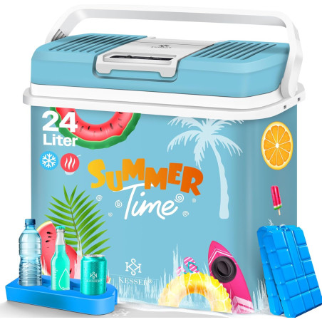 KESSER Glacière électrique de 24 litres | Refroidissement et chaleur | Glacière électrique avec 2 accumulateurs de froid 12 V et