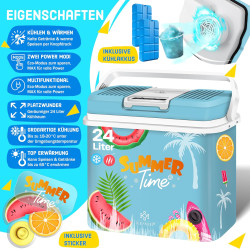 KESSER Glacière électrique de 24 litres | Refroidissement et chaleur | Glacière électrique avec 2 accumulateurs de froid 12 V et
