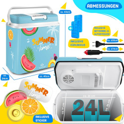 KESSER Glacière électrique de 24 litres | Refroidissement et chaleur | Glacière électrique avec 2 accumulateurs de froid 12 V et