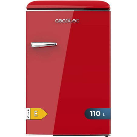 Cecotec Mini Frigo Rétro de 110 L Bolero CoolMarket TT Origin 110 Rouge E. Mini Réfrigérateur, Classe E, ICEBOX, LED Intérieur, 