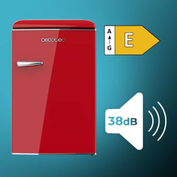 Cecotec Mini Frigo Rétro de 110 L Bolero CoolMarket TT Origin 110 Rouge E. Mini Réfrigérateur, Classe E, ICEBOX, LED Intérieur, 