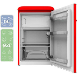 Cecotec Mini Frigo Rétro de 110 L Bolero CoolMarket TT Origin 110 Rouge E. Mini Réfrigérateur, Classe E, ICEBOX, LED Intérieur, 