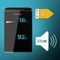 Cecotec Mini Frigo Réfrigérateur Rétro Bolero CoolMarket TT Origin 110 Noir E. Mini Frigo Rétro avec une capacité de 110L, Class