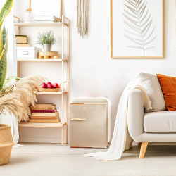 Cecotec mini frigo bolero coolmarket tt origin 45 beige e. réfrigérateur hauteur 55cm et largeur 44,7cm, classe énergétique e, b