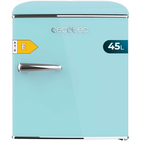 Cecotec mini frigo bolero coolmarket tt origin 45 bleu. réfrigérateur de table rétro, 45l, 55 cm de haut et 44,7 cm de large, cl