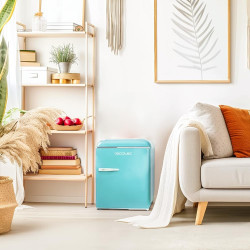 Cecotec mini frigo bolero coolmarket tt origin 45 bleu. réfrigérateur de table rétro, 45l, 55 cm de haut et 44,7 cm de large, cl