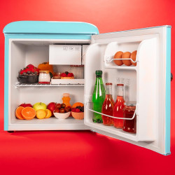 Cecotec mini frigo bolero coolmarket tt origin 45 bleu. réfrigérateur de table rétro, 45l, 55 cm de haut et 44,7 cm de large, cl