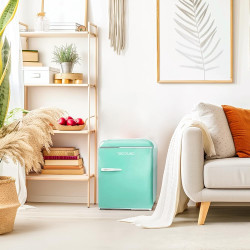 Cecotec mini frigo bolero coolmarket tt origin 45 vert e. réfrigérateur hauteur 55cm et largeur 44,7cm, classe énergétique e, ba
