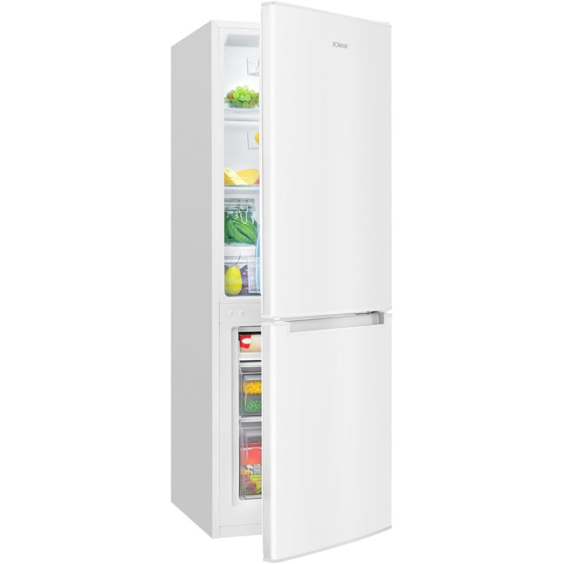 Bomann, KG7359 Réfrigérateur et Congélateur 173L Blanc - 121L Réfrigérateur, 52L Congélateur 4 Étoiles, Éclairage LED, Alarme d'