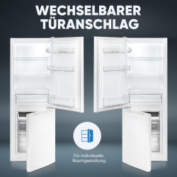 Bomann, KG7359 Réfrigérateur et Congélateur 173L Blanc - 121L Réfrigérateur, 52L Congélateur 4 Étoiles, Éclairage LED, Alarme d'