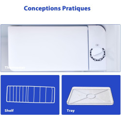 Mini Frigo, Petit Frigo de Chambre, 46L, Mini Réfrigérateur, Silencieux, Porte Réversible, pour Maison Appartement, Blanc, 0-10℃