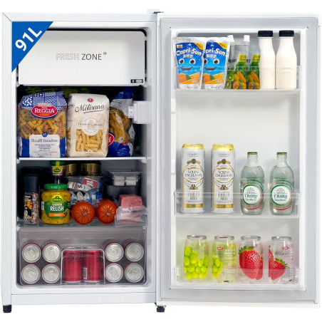 Petit Frigo, 91L, Température Réglable 2-8℃, Micro-Congélateur -3-0℃, Silencieux, Porte Réversible, Mini Réfrigérateur pour Cham