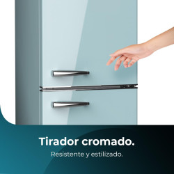 Cecotec Réfrigérateur Combiné Rétro 300L Bolero CoolMarket Combi Origin 300 Bleu E, Classe E, LED Intérieur, Crisper Box, Contrô