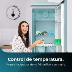 Cecotec Réfrigérateur Combiné Rétro 300L Bolero CoolMarket Combi Origin 300 Bleu E, Classe E, LED Intérieur, Crisper Box, Contrô