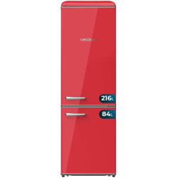 Cecotec Réfrigérateur Combiné Rétro 300L Bolero CoolMarket Combi Origin 300 Rouge E, Classe E, LED Intérieur, Crisper Box, Contr