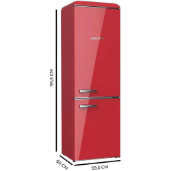 Cecotec Réfrigérateur Combiné Rétro 300L Bolero CoolMarket Combi Origin 300 Rouge E, Classe E, LED Intérieur, Crisper Box, Contr