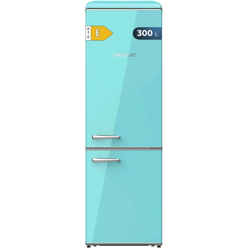 Cecotec Réfrigérateur Combiné Rétro 300 L Bolero CoolMarket Combi Origin 300 Vert E, Classe E, LED Intérieur, Crisper Box, Contr