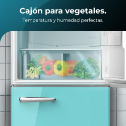 Cecotec Réfrigérateur Combiné Rétro 300 L Bolero CoolMarket Combi Origin 300 Vert E, Classe E, LED Intérieur, Crisper Box, Contr