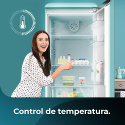 Cecotec Réfrigérateur Combiné Rétro 300 L Bolero CoolMarket Combi Origin 300 Vert E, Classe E, LED Intérieur, Crisper Box, Contr