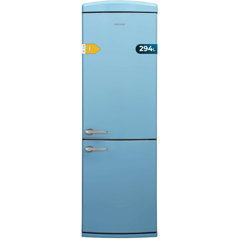 Cecotec réfrigérateur combi rétro bolero coolmarket combi origin 294+ bleu e. réfrigérateur rétro bleu, 294l, total no frost, cl