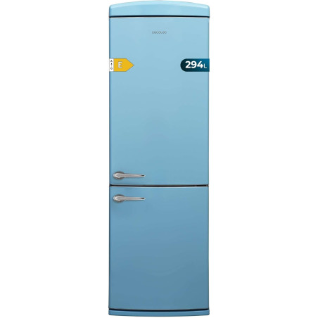Cecotec réfrigérateur combi rétro bolero coolmarket combi origin 294+ bleu e. réfrigérateur rétro bleu, 294l, total no frost, cl