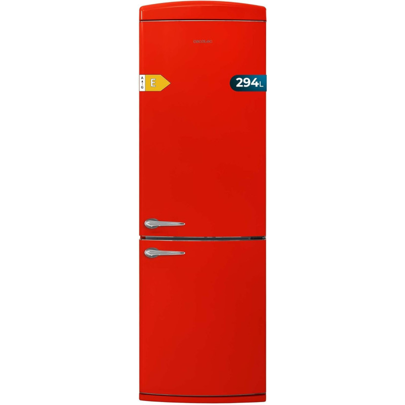 Cecotec refrigerateur congelateur combiné bolero coolmarket combi origin 294+ rouge e. réfrigérateur 294l, rouge rétro, no frost