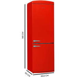 Cecotec refrigerateur congelateur combiné bolero coolmarket combi origin 294+ rouge e. réfrigérateur 294l, rouge rétro, no frost