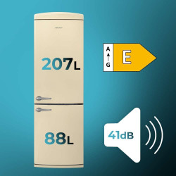 Cecotec réfrigérateur congélateur combine bolero coolmarket combi origin 294+ beige e. réfrigérateur combine avec total no frost