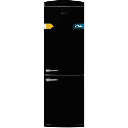 Cecotec réfrigérateur combi rétro bolero coolmarket combi origin 294+ noir e. réfrigérateur rétro noir, 294l, total no frost, cl