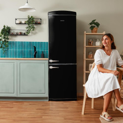 Cecotec réfrigérateur combi rétro bolero coolmarket combi origin 294+ noir e. réfrigérateur rétro noir, 294l, total no frost, cl