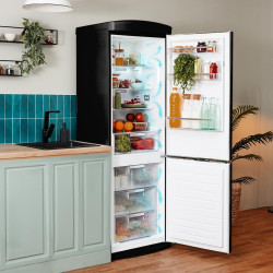Cecotec réfrigérateur combi rétro bolero coolmarket combi origin 294+ noir e. réfrigérateur rétro noir, 294l, total no frost, cl