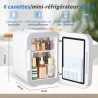 YASHE Mini Frigo pour Chambre, Frigo Skincare avec Miroir LED, Petit Frigo de 4L Portable, Thermoelectrique Chauffe & Refroidiss