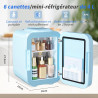 YASHE Mini Frigo pour Chambre, Frigo Skincare avec Miroir LED, Petit Frigo de 4L Portable, Thermoelectrique Chauffe & Refroidiss